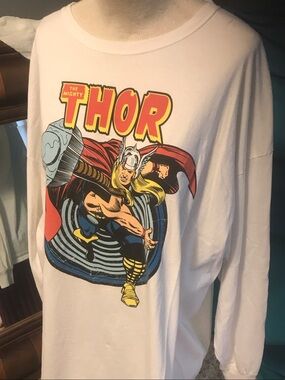 Marvel White Long Sleeve Thor Graphic Tee